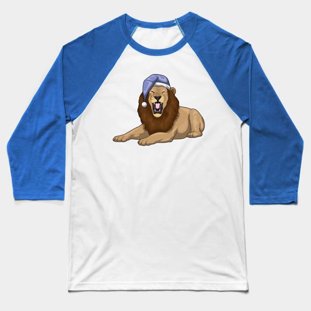 Lion Sleeping Nightcap Baseball T-Shirt by Markus Schnabel